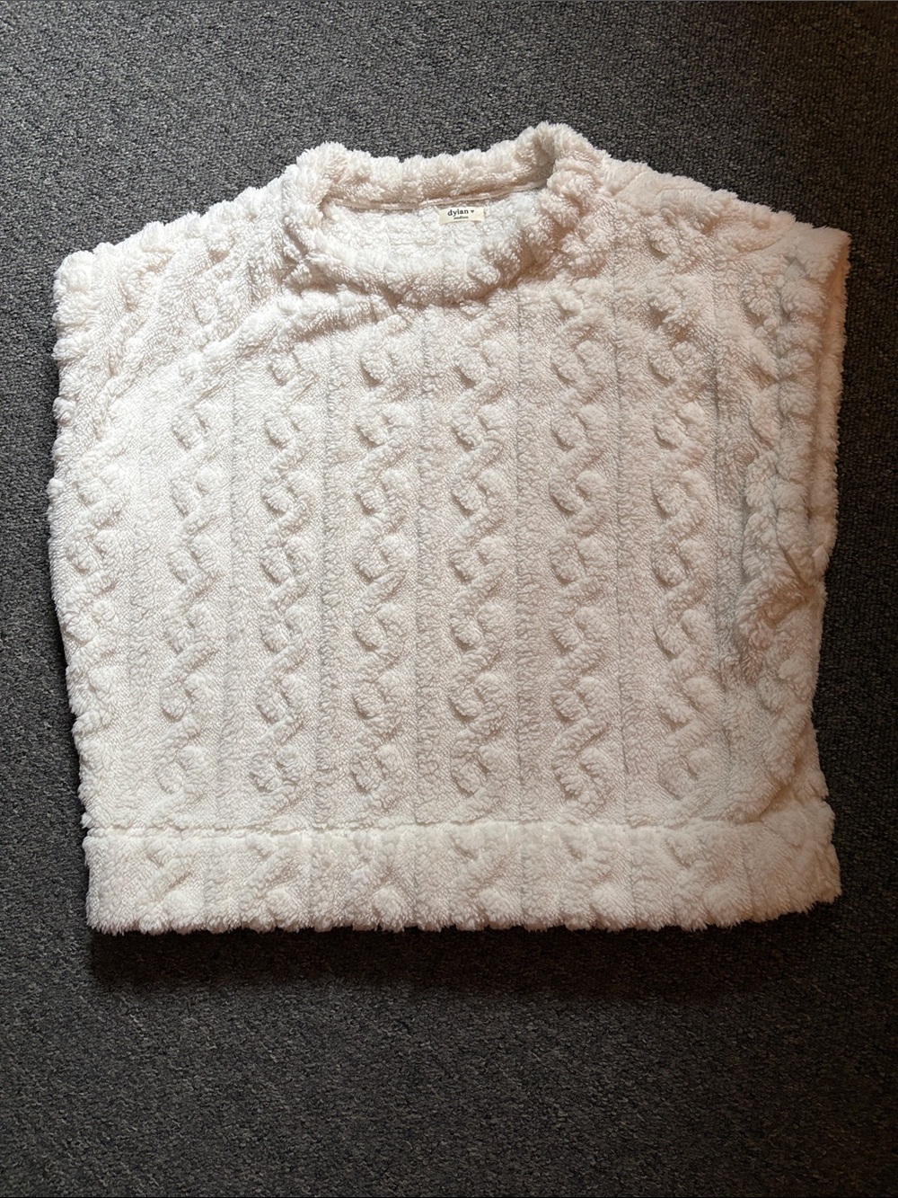 dylan Cream Cable-Textured Plush Crewneck Sweater